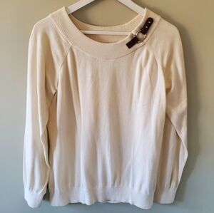 Lauren Ralph Lauren M Old Money Ivy League Nautical Preppy Cream Knit Sweater